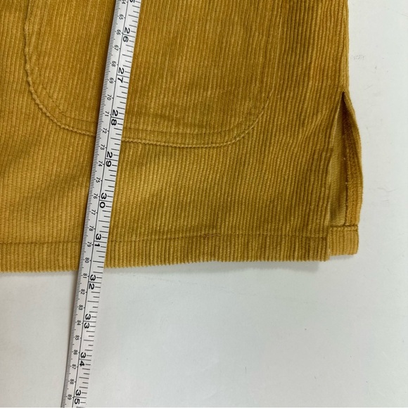 UNIF Mustard Yellow Corduroy Overall Mini Dress Women’s Medium Patch Pockets Zip - Picture 6 of 7
